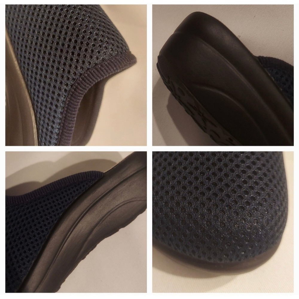 Fly Flot Womens Navy Blue Comfort Cushioned Mesh Leather Clogs Mules Size 9 - Picture 2 of 9